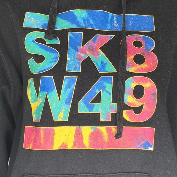 🐞Vintage West 49 60%cotton 40% polyester Y2K hoodie, multicolour n black youth L - Picture 2 of 9